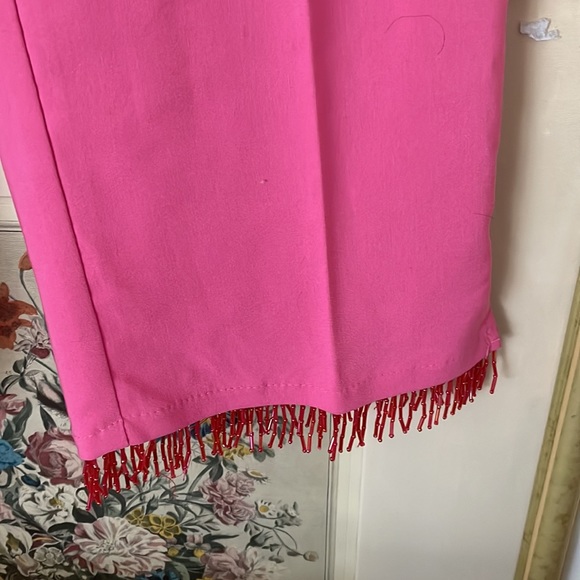 Vintage hot pink beaded fringe capris elastic waist band size small - Picture 3 of 5
